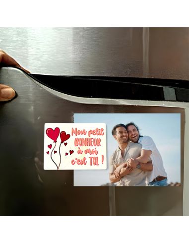 Magnet Saint Valentin "Mon Petit Bonheur à Moi C'est Toi" - Dimensions : 8 x 6 cm