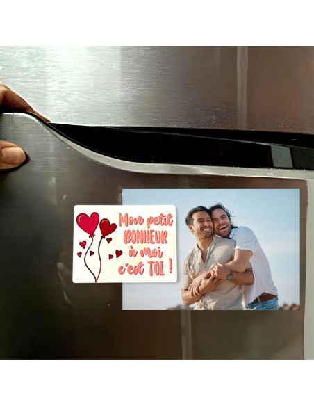 Magnet Saint Valentin "Mon Petit Bonheur à Moi C'est Toi" - Dimensions : 8 x 6 cm