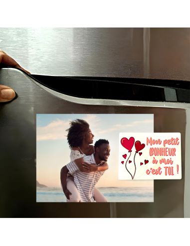 Magnet Saint Valentin "Mon Petit Bonheur à Moi C'est Toi" - Dimensions : 8 x 6 cm