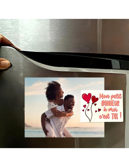 Magnet Saint Valentin "Mon Petit Bonheur à Moi C'est Toi" - Dimensions : 8 x 6 cm