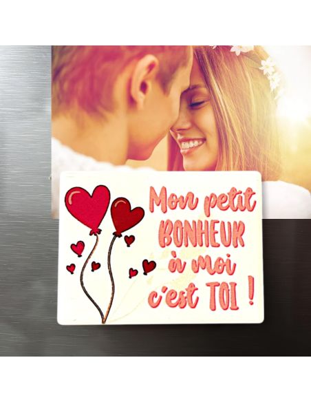 Magnet Saint Valentin "Mon Petit Bonheur à Moi C'est Toi" - Dimensions : 8 x 6 cm