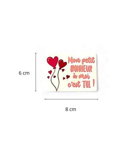 Magnet Saint Valentin "Mon Petit Bonheur à Moi C'est Toi" - Dimensions : 8 x 6 cm