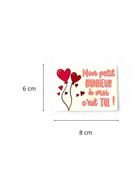 Magnet Saint Valentin "Mon Petit Bonheur à Moi C'est Toi" - Dimensions : 8 x 6 cm