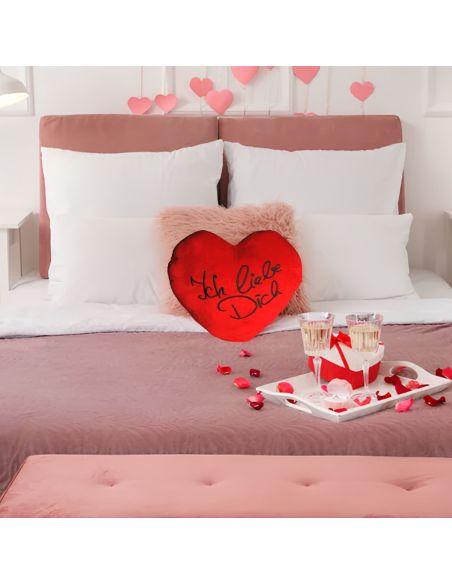 Coussin Coeur Rouge Brodé "Je t'aime" XL - Dimensions : 67 x 47 cm