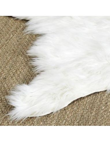Tapis Imitation Fourrure "effet Peau de Bête " Blanc : L.158 x l. 120 x H.2 cm