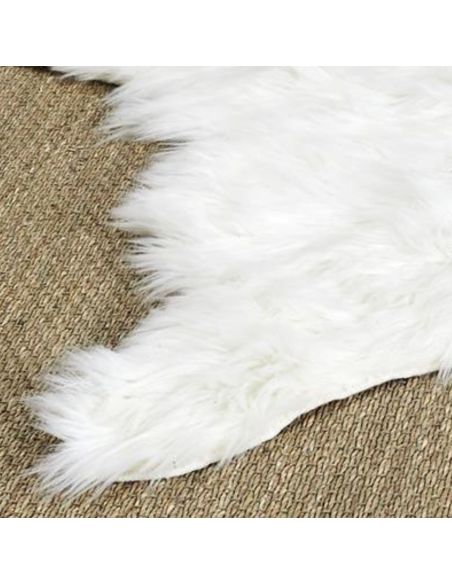 Tapis Imitation Fourrure "effet Peau de Bête " Blanc : L.158 x l. 120 x H.2 cm