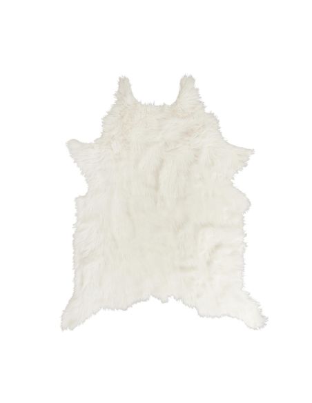 Tapis Imitation Fourrure "effet Peau de Bête " Blanc : L.158 x l. 120 x H.2 cm
