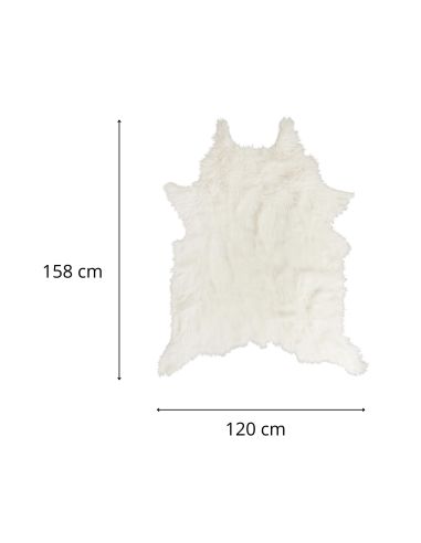 Tapis Imitation Fourrure "effet Peau de Bête " Blanc : L.158 x l. 120 x H.2 cm