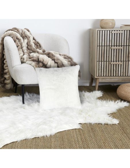 Tapis Imitation Fourrure "effet Peau de Bête " Blanc : L.158 x l. 120 x H.2 cm