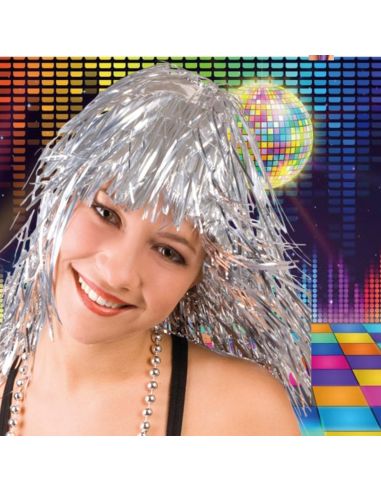 Perruque Disco Métallique - Couleurs Disponibles : Argenté, Doré et Violet