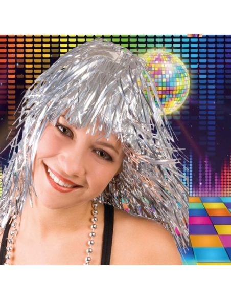Perruque Disco Métallique - Couleurs Disponibles : Argenté, Doré et Violet