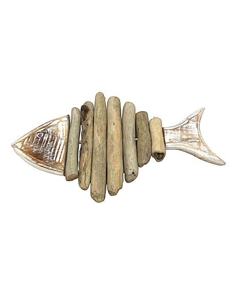 Décoration murale Poisson Bois Flotté - Dimension : 30 x 20 cm