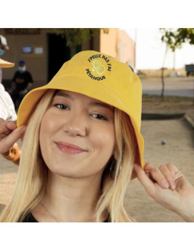 Chapeau Bob "J'Peux Pas J'ai Pétanque" - Taille Ajustable