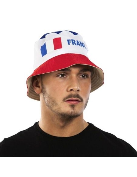 Chapeau Bob Bleu , Blanc, Rouge France - Taille Unique Adulte