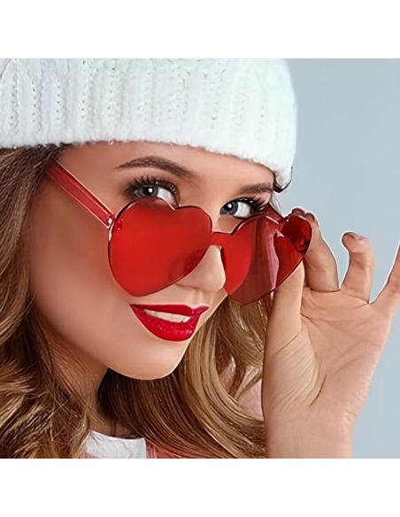 Lunettes en Forme de Coeur Saint Valentin - Couleurs Disponibles : Rose ou Rouge