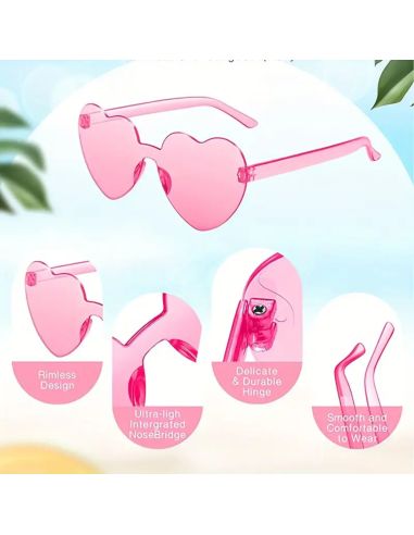 Lunettes en Forme de Coeur Saint Valentin - Couleurs Disponibles : Rose ou Rouge