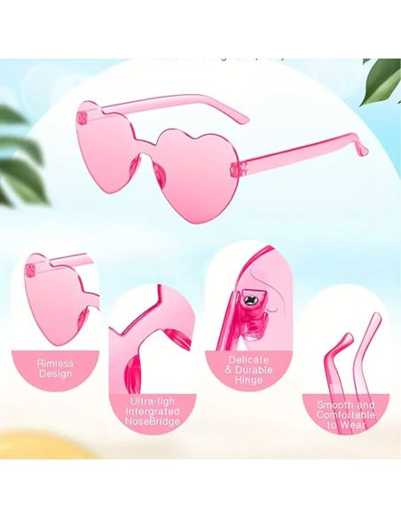 Lunettes en Forme de Coeur Saint Valentin - Couleurs Disponibles : Rose ou Rouge