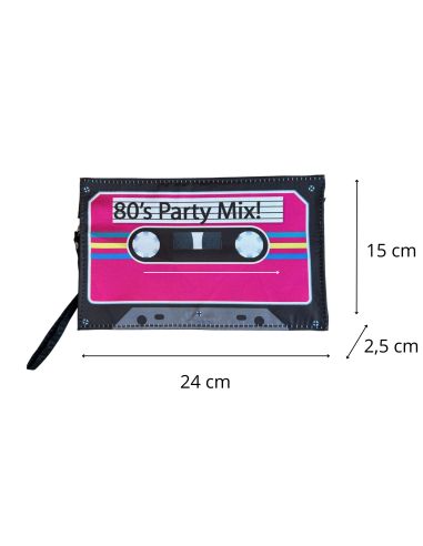 Sac à Main ou Pochette Rétro Cassette Audio Année 80'S - Dimensions : 24 x 15 x 2,5 cm