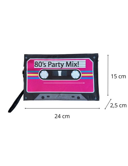 Sac à Main ou Pochette Rétro Cassette Audio Année 80'S - Dimensions : 24 x 15 x 2,5 cm