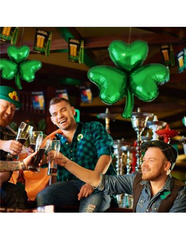 Ballon Métallique Trèfle Saint Patrick - Dimensions : 32 x 40 cm 