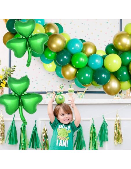 Ballon Métallique Trèfle Saint Patrick - Dimensions : 32 x 40 cm 