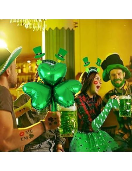 Ballon Métallique Trèfle Saint Patrick - Dimensions : 32 x 40 cm 