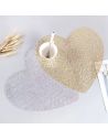 2 Sets de Table Saint Valentin Coeur Argenté et Doré - Dimensions : 38 x 39 cm