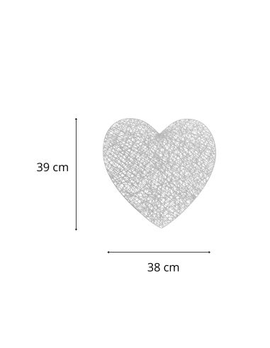 2 Sets de Table Saint Valentin Coeur Argenté et Doré - Dimensions : 38 x 39 cm