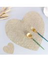 2 Sets de Table Saint Valentin Coeur Argenté et Doré - Dimensions : 38 x 39 cm