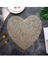 2 Sets de Table Saint Valentin Coeur Argenté et Doré - Dimensions : 38 x 39 cm