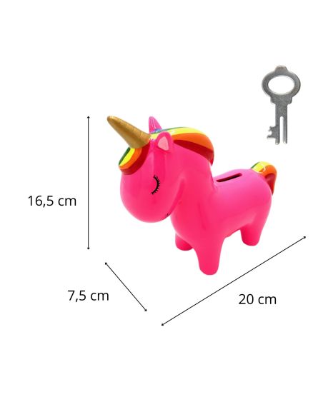 Tirelire Licorne en Céramique - Dimensions : 20 x 7,5 x 16,5 cm - Couleurs Disponibles : Blanc ou Rose