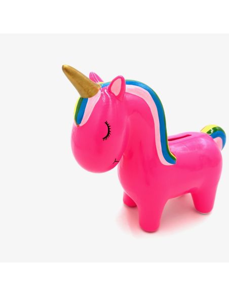 Tirelire Licorne en Céramique - Dimensions : 20 x 7,5 x 16,5 cm - Couleurs Disponibles : Blanc ou Rose