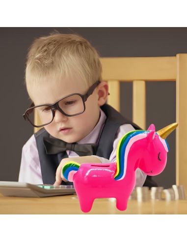 Tirelire Licorne en Céramique - Dimensions : 20 x 7,5 x 16,5 cm - Couleurs Disponibles : Blanc ou Rose