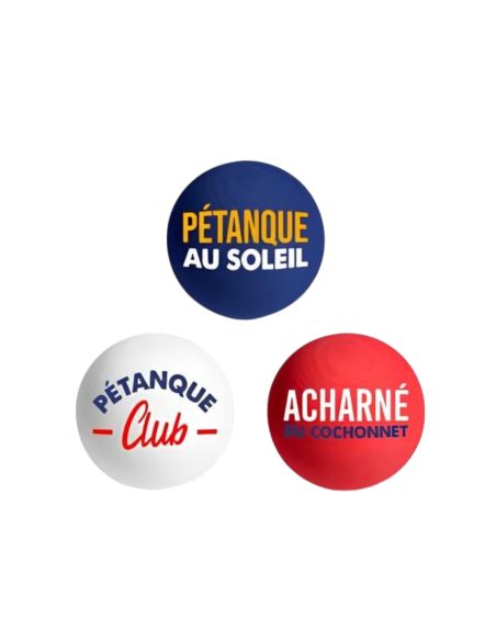 Lot de 3 Cochonnets Pétanque Club - Couleurs : Bleu, Blanc, Rouge