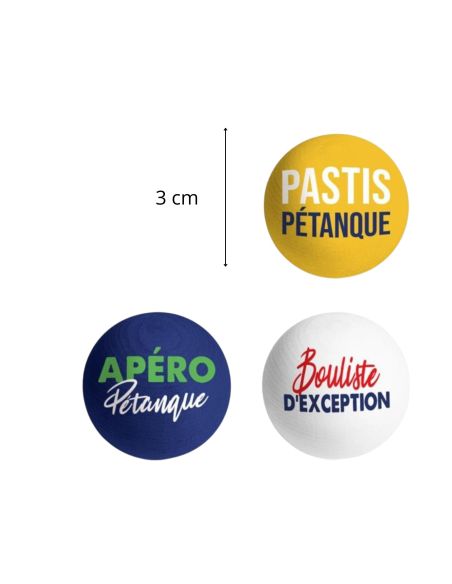 Lot de 3 Cochonnets Pétanque Club - Couleurs : Bleu, Blanc, Jaune