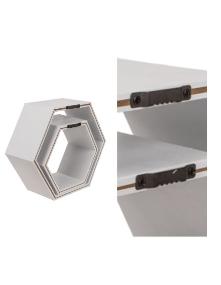 ƒtagre en bois de couleur blanche, 6 carrŽs, ensemble de 2 pices