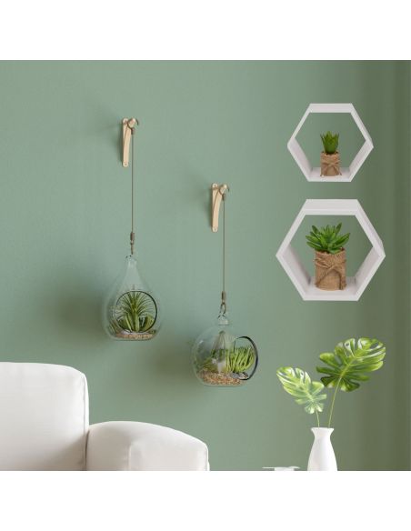 ƒtagre en bois de couleur blanche, 6 carrŽs, ensemble de 2 pices