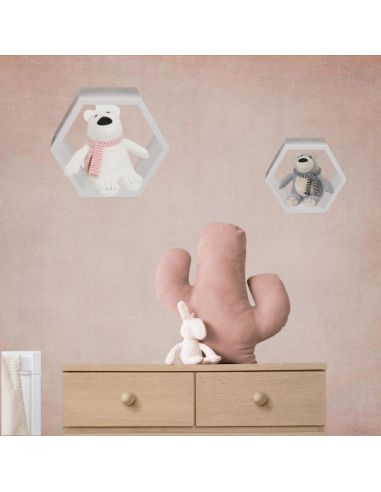 ƒtagre en bois de couleur blanche, 6 carrŽs, ensemble de 2 pices