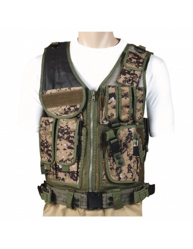 Gilet tactique Digital Woodland avec ceinture
