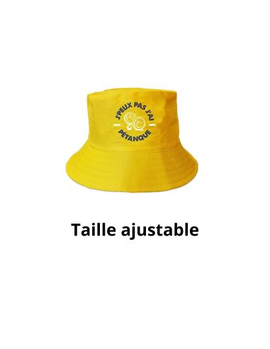 Chapeau Bob "J'Peux Pas J'ai Pétanque" - Taille Ajustable