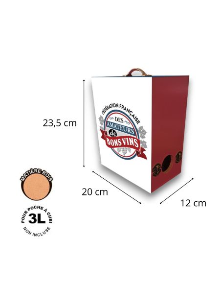 Porte Cubi en Bois "Amateurs de Bons Vins" - Pour un Cubi de 3 Litres