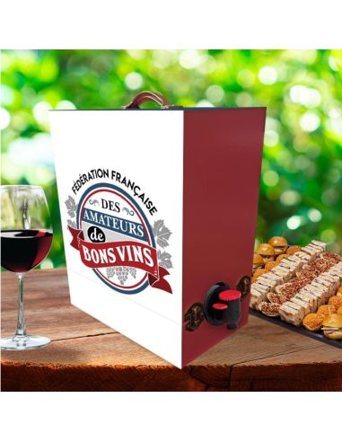 Porte Cubi en Bois "Amateurs de Bons Vins" - Pour un Cubi de 3 Litres