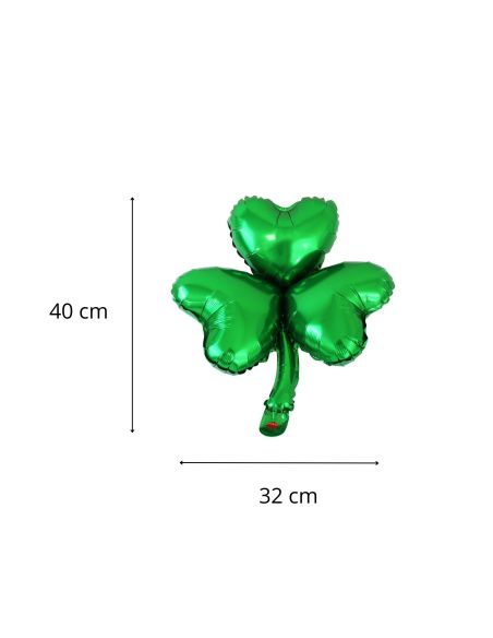 Ballon Métallique Trèfle Saint Patrick - Dimensions : 32 x 40 cm 