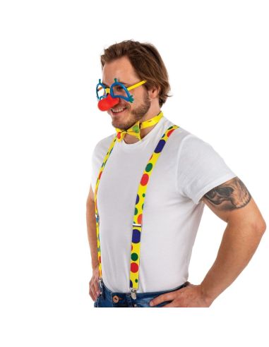 Set de Clown - Contient : Bretelles, Noeud Papillon et Lunettes
