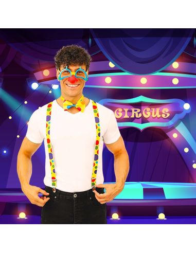 Set de Clown - Contient : Bretelles, Noeud Papillon et Lunettes