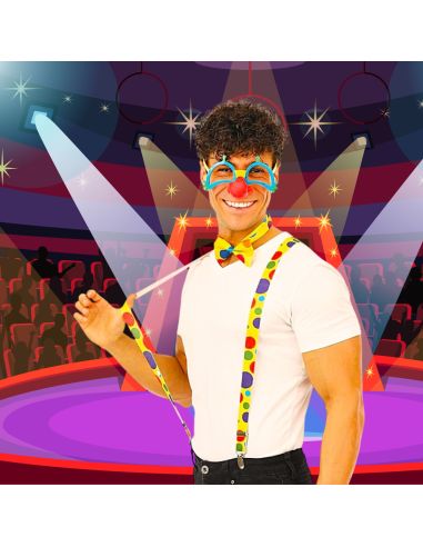 Set de Clown - Contient : Bretelles, Noeud Papillon et Lunettes