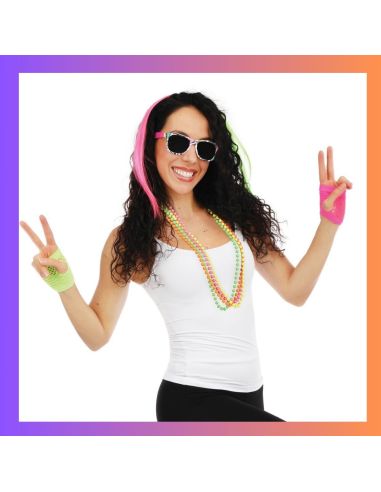 Set Années 80 fluo - Taille Unique - Contenu : 5 Accessoires