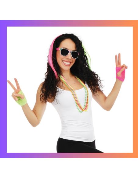 Set Années 80 fluo - Taille Unique - Contenu : 5 Accessoires