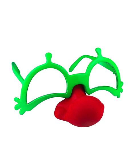 Lunettes Avec Nez de Clown - Couleurs : Vert et Rouge