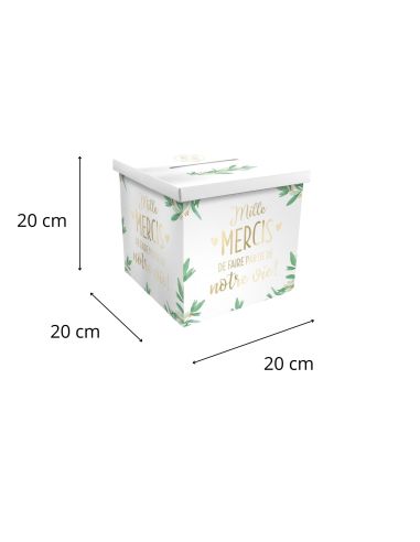 Urne Mariage "Mille Mercis de faire partie de notre vie" - Dimensions : 21 x 21 x 19 cm